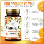 Vitamina C 1000mg con Escaramujo y Bioflavonoides - Suplemento Masticable Sin Azúcar - 60 Comprimidos