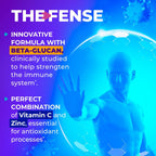 THE-FENSE Beta Glucano, Vitamina C y Zinc Cápsulas - Apoyo Inmunológico para Mujeres y Hombres - Sin Gluten ni Lactosa, No-GMO - 60 Cápsulas