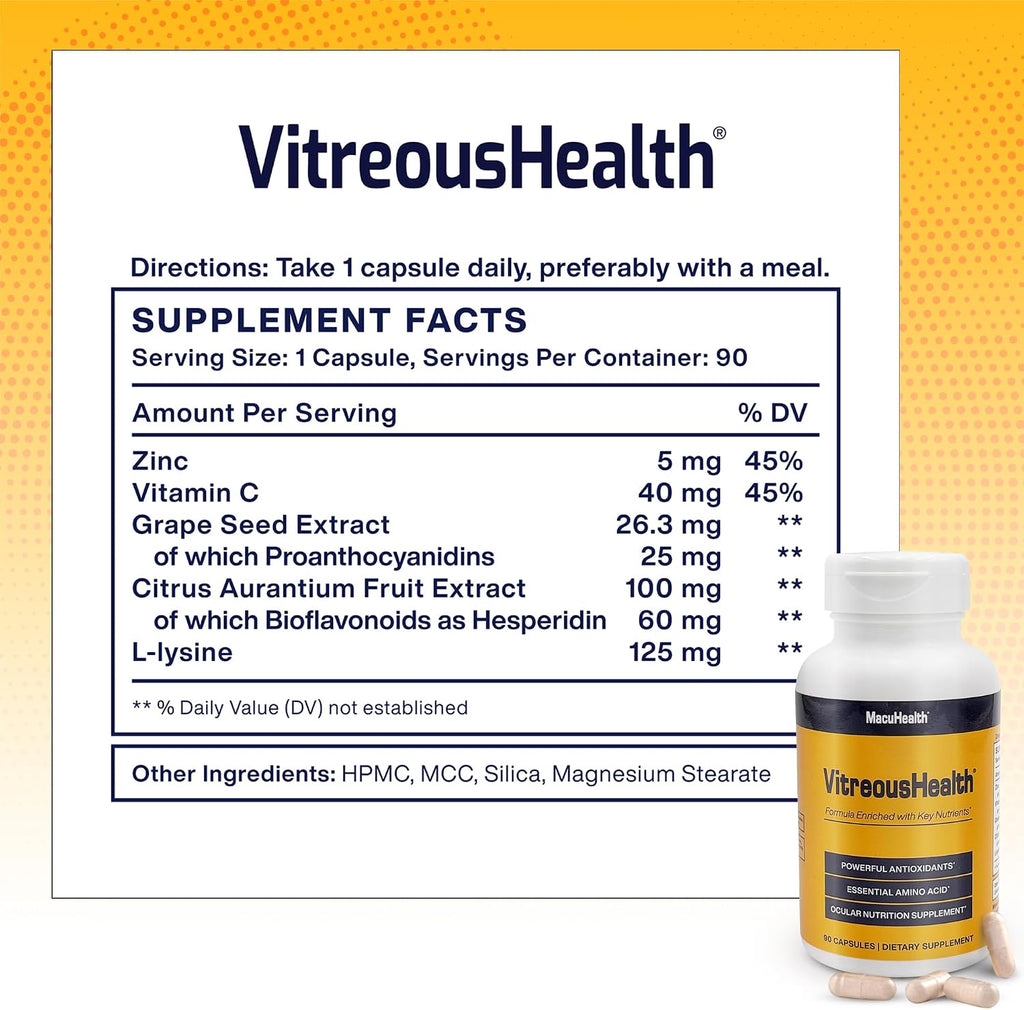 MacuHealth VitreousHealth Suplemento Ocular Basado en Evidencia – 90 Cápsulas