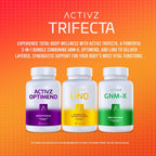 ACTIVZ - Trifecta - GNM-X, Optimend, LINQ - Apoyo Nrf2, flexibilidad, función cerebral e intestinal, sistema inmunitario, piel y células - 3 Pack