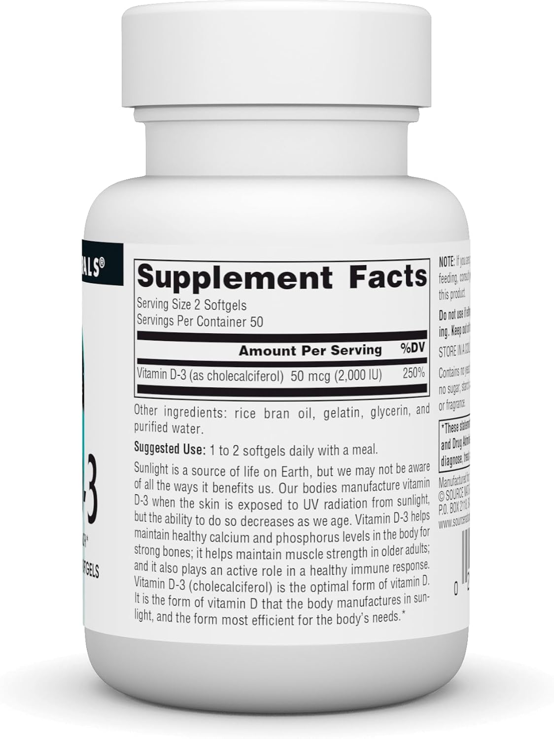 Source Naturals Vitamina D-3 1000 UI - 100 Cápsulas Blandas