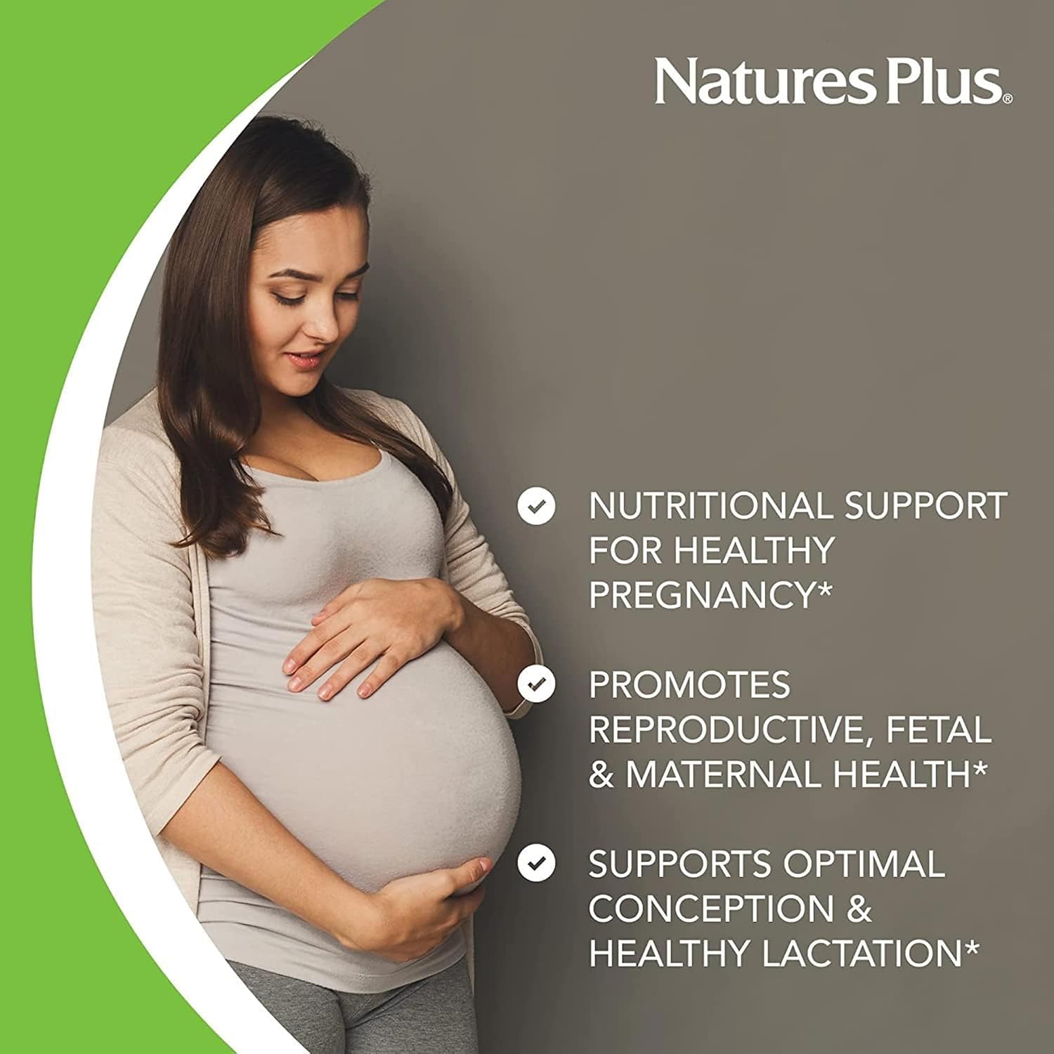 NaturesPlus Source of Life Prenatal - 180 Comprimidos - Multivitamínico y Mineral con Hierro - Apoyo Nutricional para el Embarazo - Sin Gluten, Vegetariano - 90 Porciones