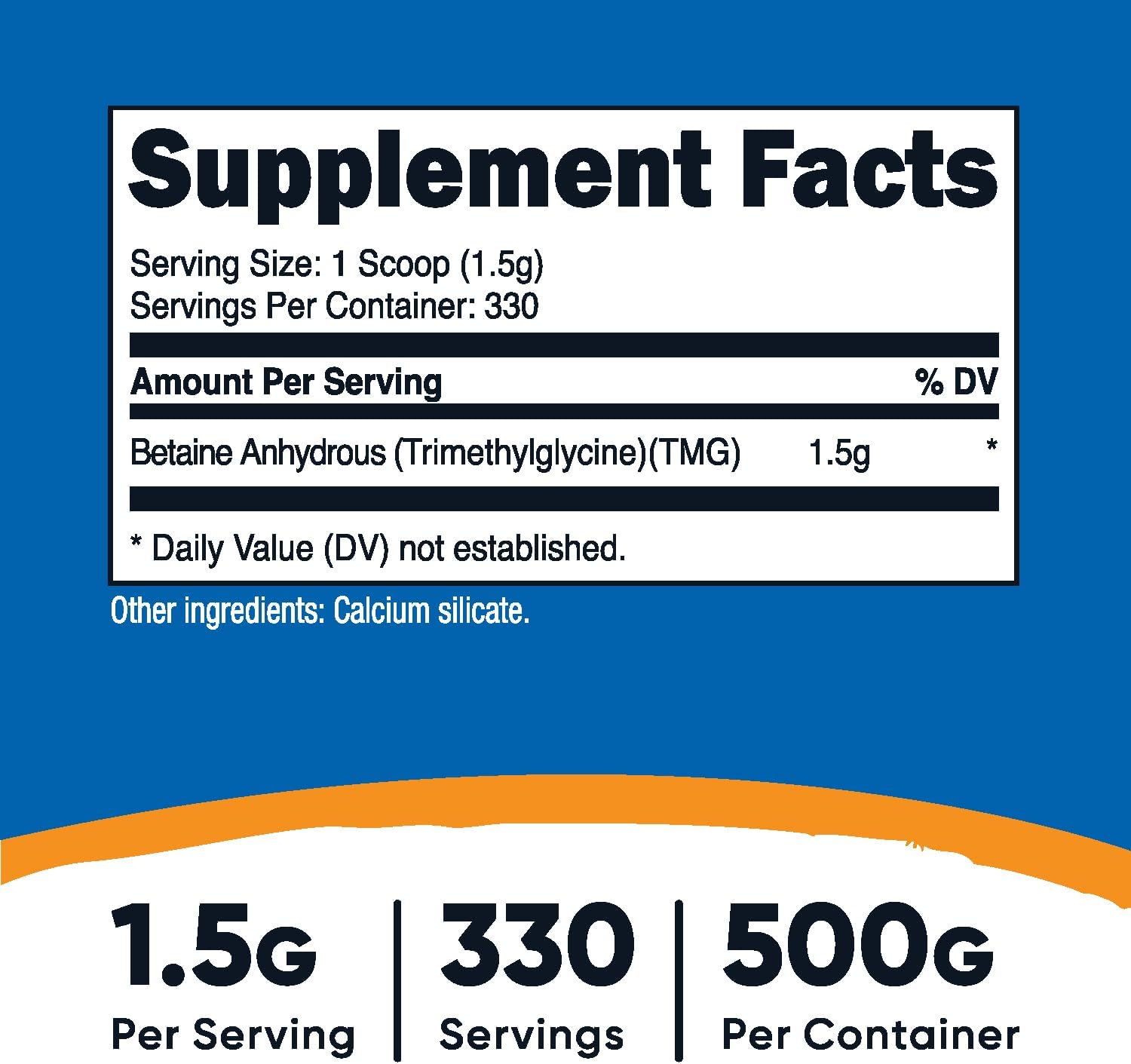 Nutricost Betaina Anhidra (TMG) en Polvo - 500g