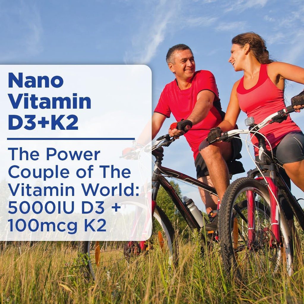 Nanoceutical Solutions Nano Vitamin D3+K2 Líquido | 5000 UI + 100 mcg K2 | Absorción Rápida | 30 ml
