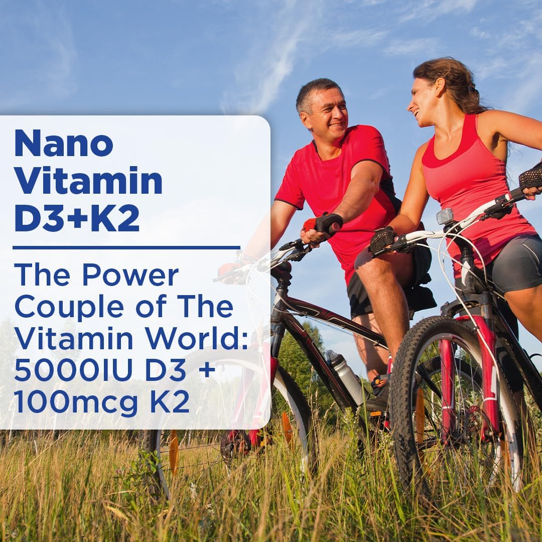 Nanoceutical Solutions Nano Vitamin D3+K2 Líquido | 5000 UI + 100 mcg K2 | Absorción Rápida | 30 ml