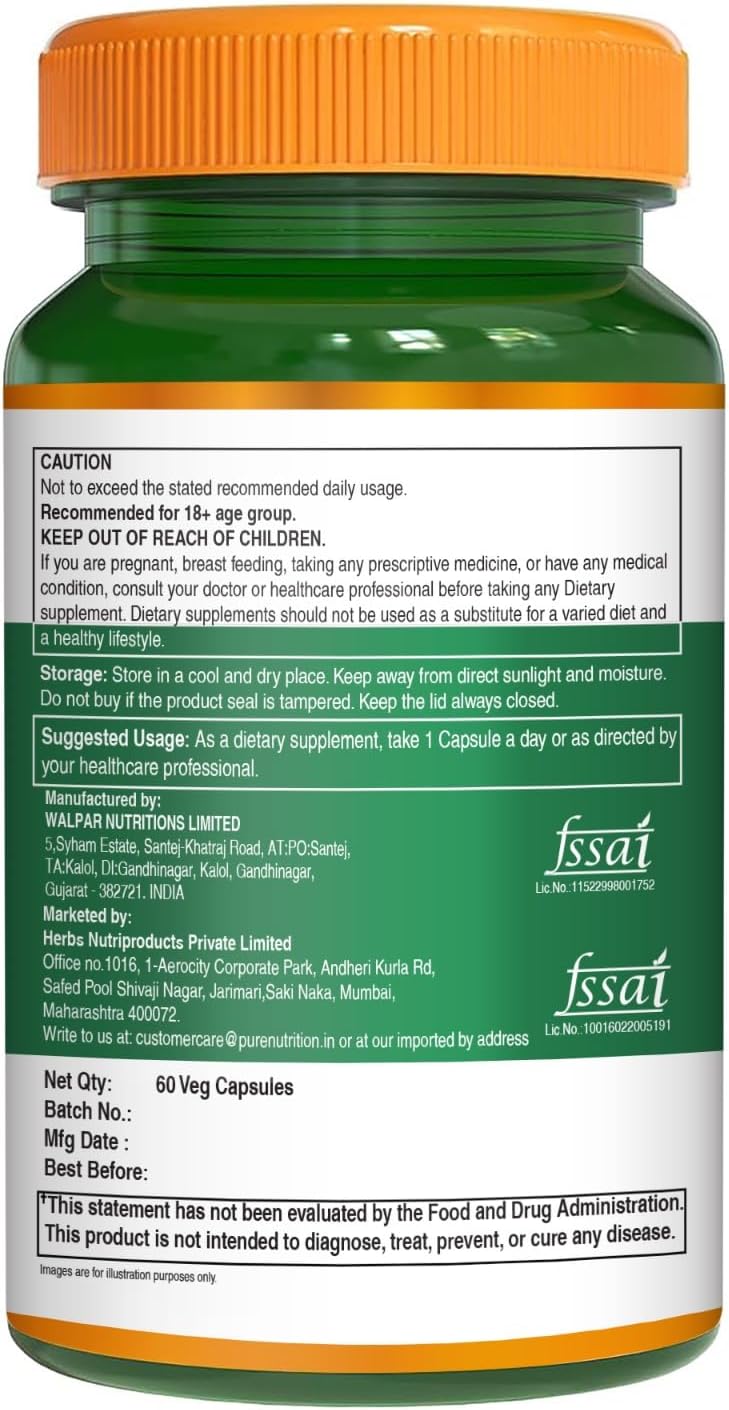 Pure Nutrition Lung Health Supplement | 60 Cápsulas | Fórmula Herbal de Apoyo Pulmonar con Quercetina, Vitamina C, Ortiga, Vasaka, Loto, Regaliz y Jengibre
