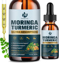 Extracto de Hojas de Moringa Orgánico en Gotas (2 Unidades) - con Cúrcuma, Boswellia y Pimienta Negra, Vegano, Sin Azúcar, 30 ml