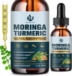Extracto de Hojas de Moringa Orgánico en Gotas (2 Unidades) - con Cúrcuma, Boswellia y Pimienta Negra, Vegano, Sin Azúcar, 30 ml