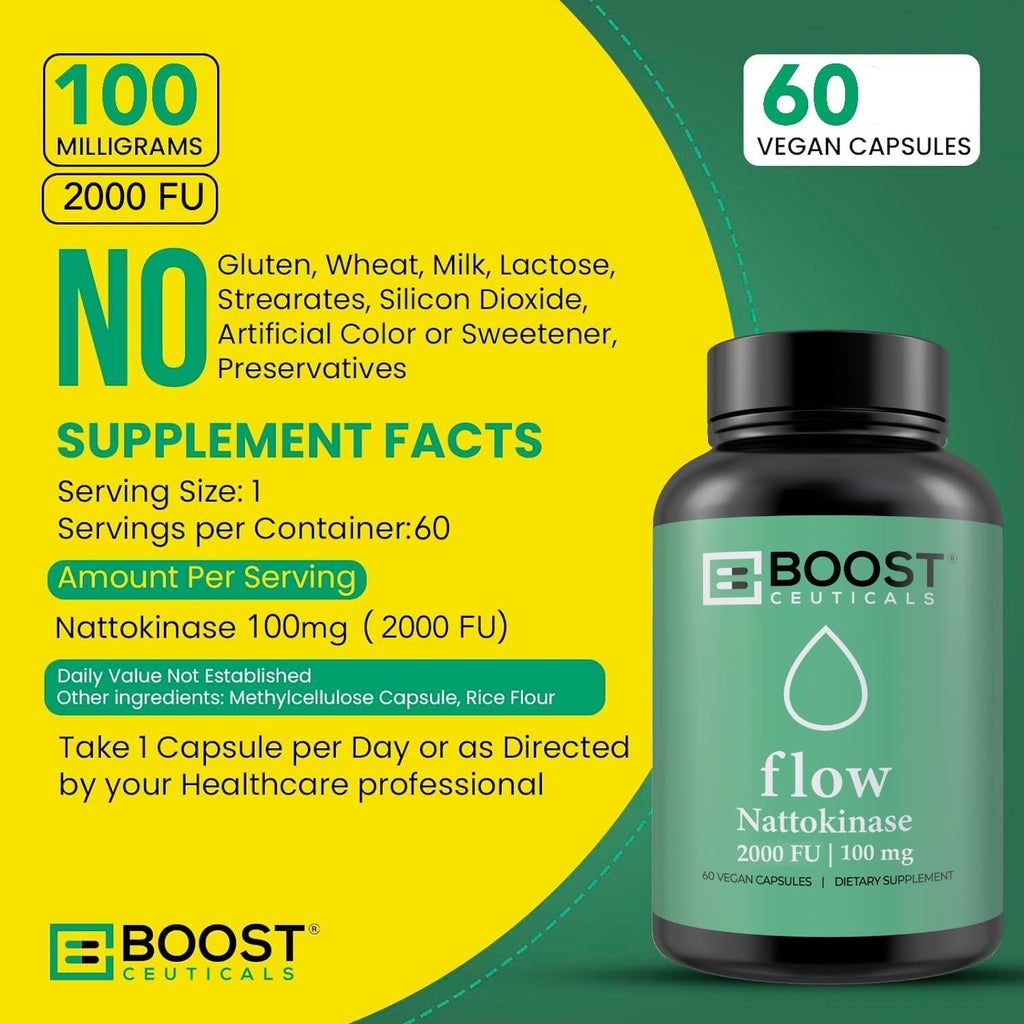 Nattokinase 2000 FU - 60 Cápsulas Veganas - Enzima Fibrinolítica - BoostCeuticals