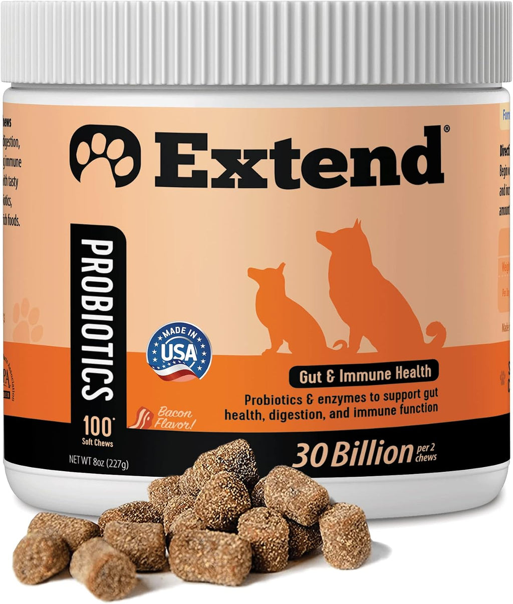 Extend® Probióticos para Perros – 100 Masticables Blandos con 15 Mil Millones UFC