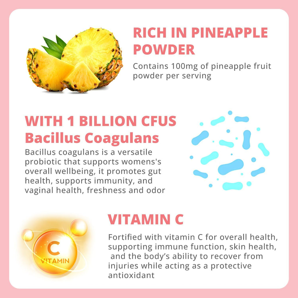 Nature Aurora Premium Feminine Balance Gummies - Apoyo al Equilibrio Femenino y Probióticos Vaginales con Vitamina C - Sabor a Piña Hawaiana - 60 Gomitas
