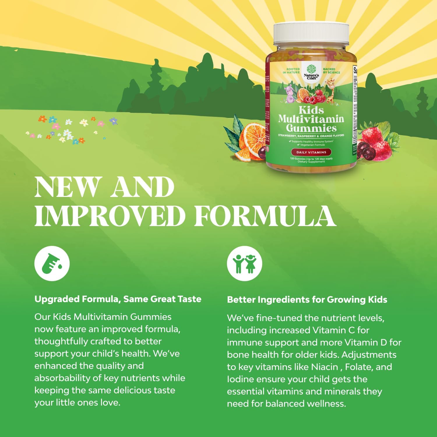 Natures Craft Gomitas Multivitamínicas para Niños a Base de Plantas | 120 Gomitas