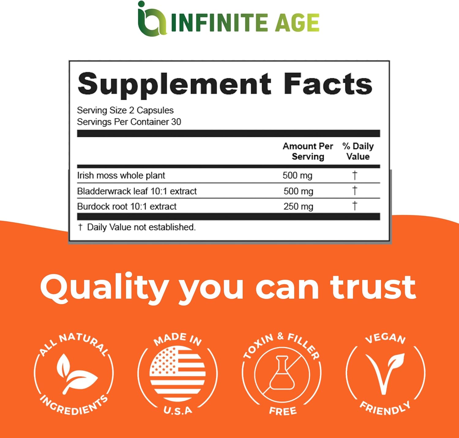 INFINITE AGE 3 Pack de 1250mg Sea Moss Advanced Superfood Cápsulas, 180 Unidades