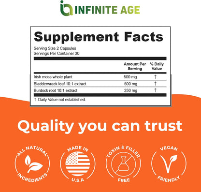 INFINITE AGE 3 Pack de 1250mg Sea Moss Advanced Superfood Cápsulas, 180 Unidades – Image 5