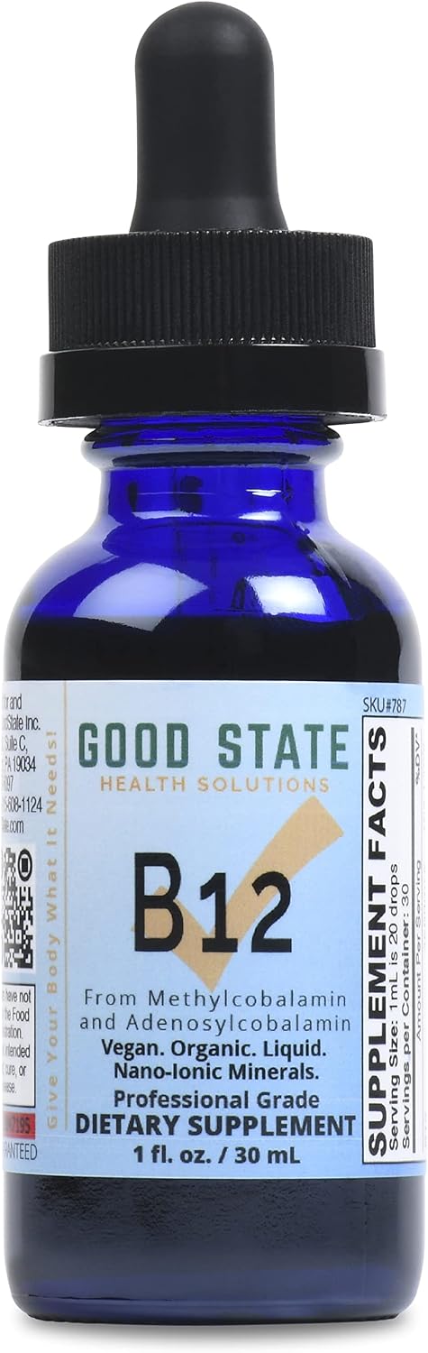 Good State Ionic B12 - Suplemento Líquido de Vitamina B12 - 1 Onza (30 ml) - Vegano y Sin Gluten