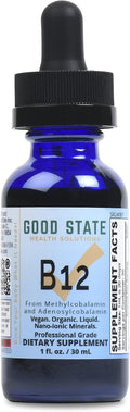 Good State Ionic B12 - Suplemento Líquido de Vitamina B12 - 1 Onza (30 ml) - Vegano y Sin Gluten