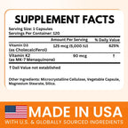 VITBOOST Complejo Vitamina D3 y K2 - 5000 UI D3 (125 mcg) + 90 mcg K2 MK-7 | 120 Cápsulas | No GMO | Sin Gluten