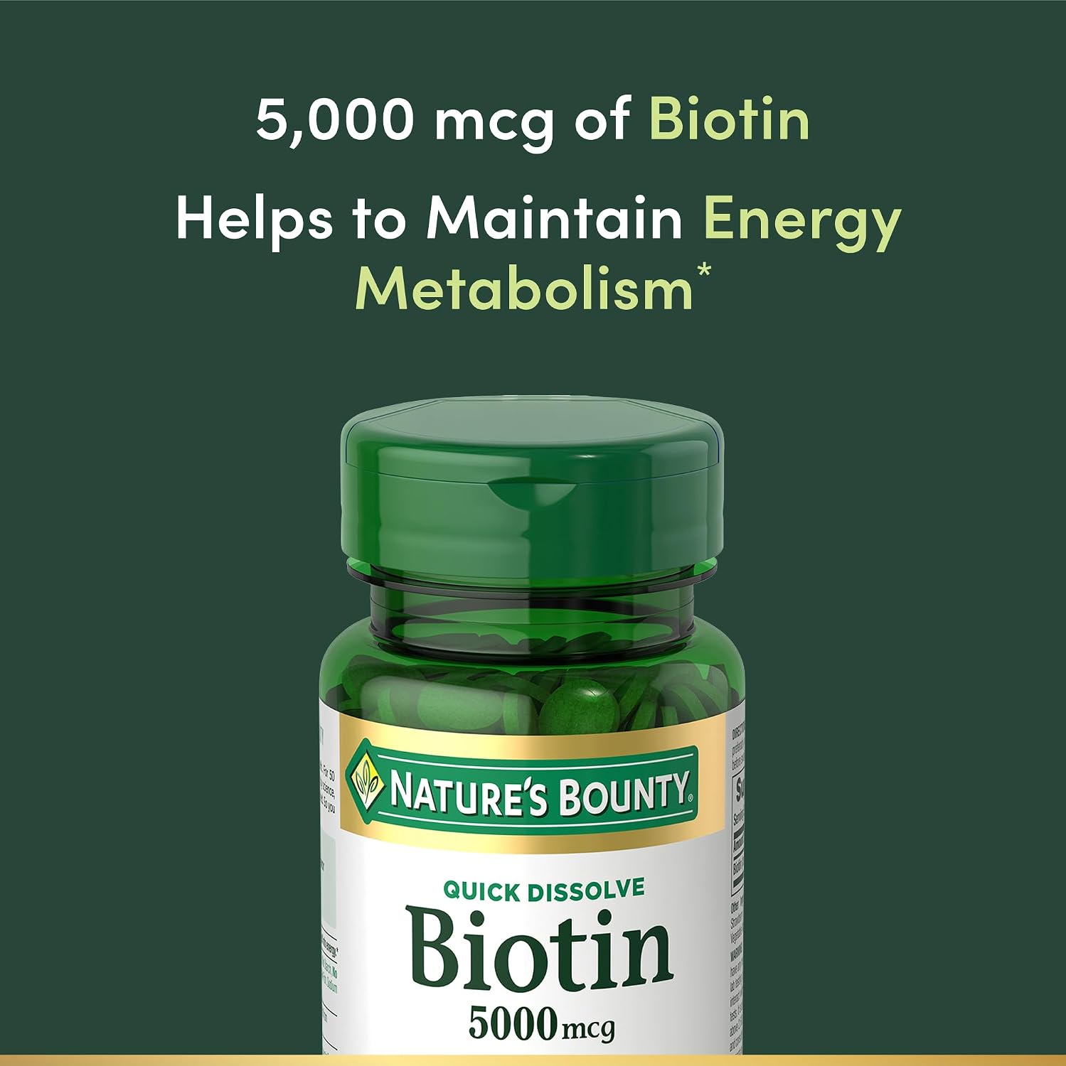Nature's Bounty Biotina 5000 mcg – 60 Comprimidos de Disolución Rápida