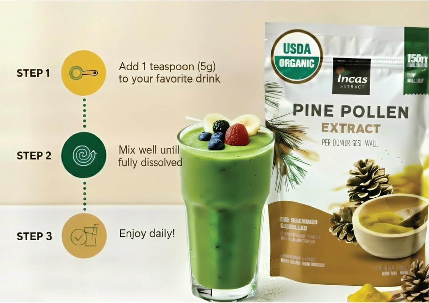 INCAS Polen de Pino Orgánico 100% USDA - 170g (6oz)