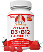 Gominolas de Vitamina D3 y B12 de Dr. Danielle | Suplemento Vegano para Adultos y Niños | 1000 UI de D3 + 250 mcg de B12 | 60 Gominolas (2 Meses)