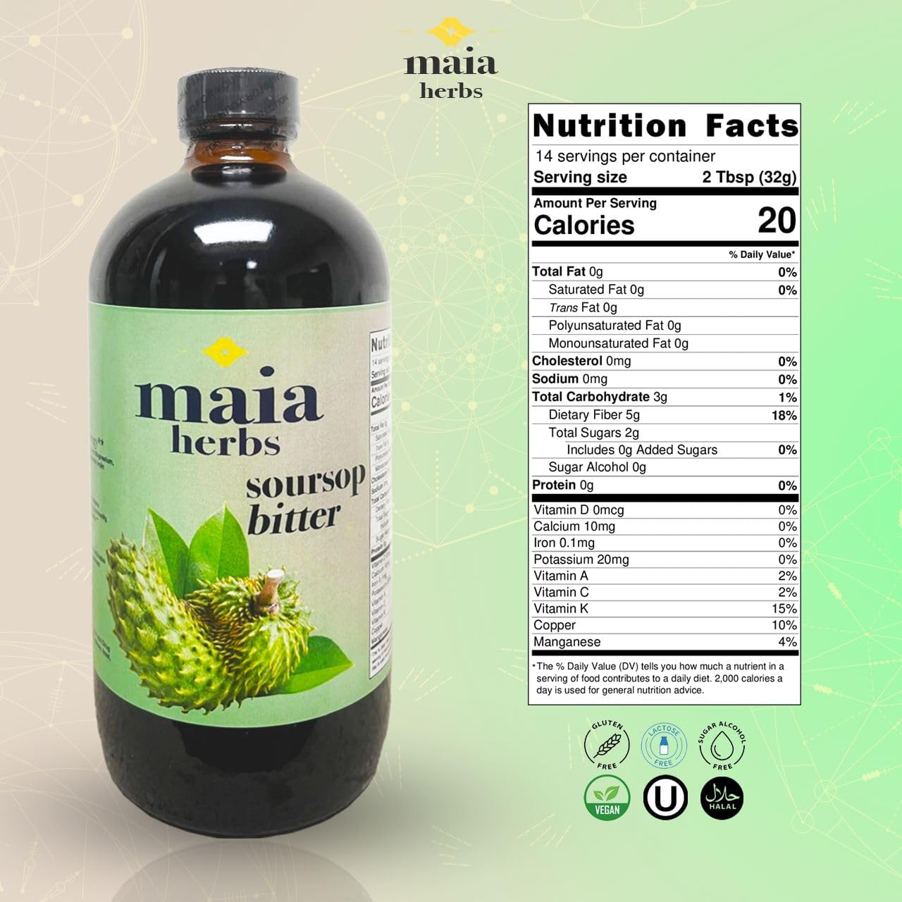 Maia Herbs Soursop Bitters Líquido 473 ml