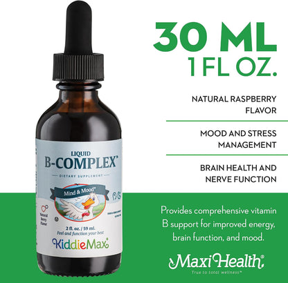 Maxi Health Complex B Líquido – 9 Vitaminas B Esenciales con B1, B6, B12 (Metilcobalamina) – Sabor Frambuesa, 59 ml – Image 3