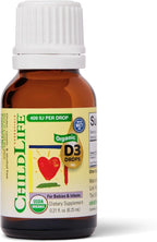 ChildLife Essentials Gotas Orgánicas de Vitamina D3 para Bebés y Niños, 400 IU, Sin Sabor