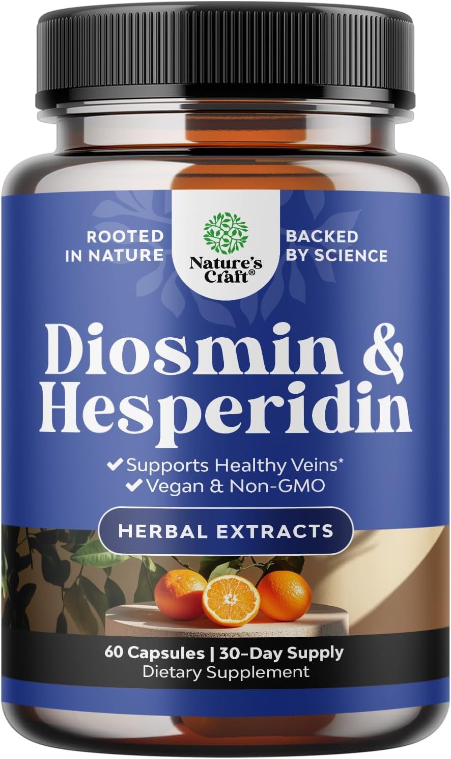 Complejo de Diosmina y Hesperidina 1000 mg | Apoyo para Piernas y Venas | 60 Cápsulas