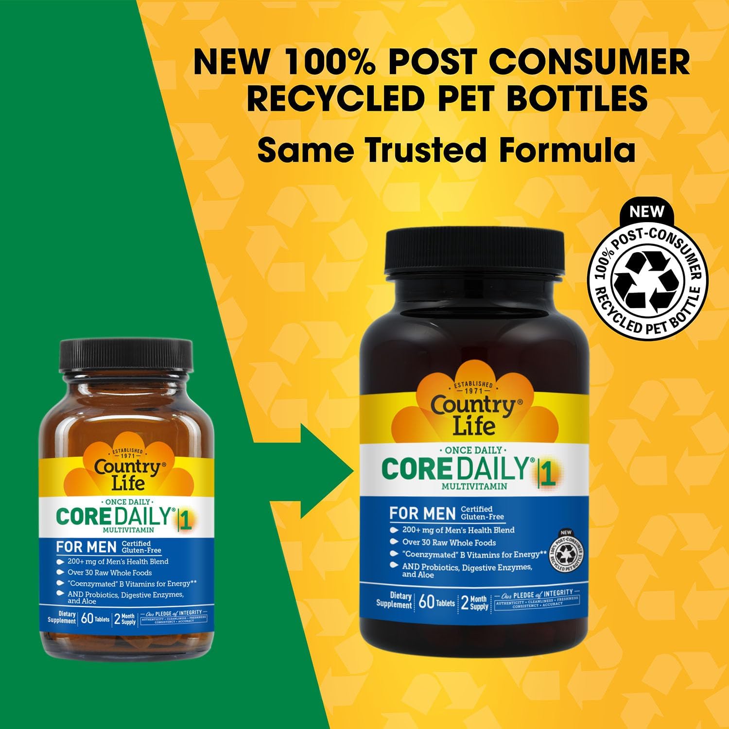 Country Life Core Daily-1 for Men - Multivitamin with Probiotics, Saw Palmetto & Coenzymated B Vitamins - 60 Tablets