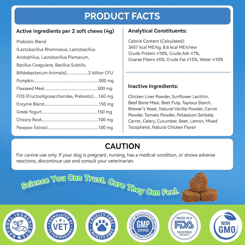 Probióticos para Perros WEALLIN - 200 Masticables para Salud Digestiva y Piel