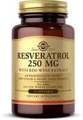 Solgar Resveratrol 250 mg con Extracto de Vino Tinto - 30 Cápsulas Blandas - Antioxidante