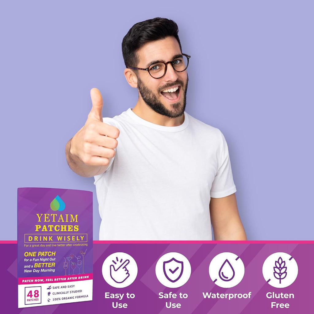 YETAIM Parches de Recuperación para Hombres y Mujeres: 48 Parches – Potencia y Recuperación Rápida – Soporte Día y Noche – Color Púrpura Poderoso