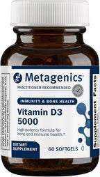 Metagenics Vitamina D3 5000 UI - Complemento de Alta Potencia - 125 mcg Colecalciferol en Aceite de Coco - 60 Cápsulas Blandas