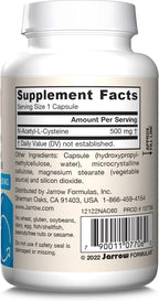 Jarrow Formulas N-A-C 500 mg, 60 Cápsulas Vegetales