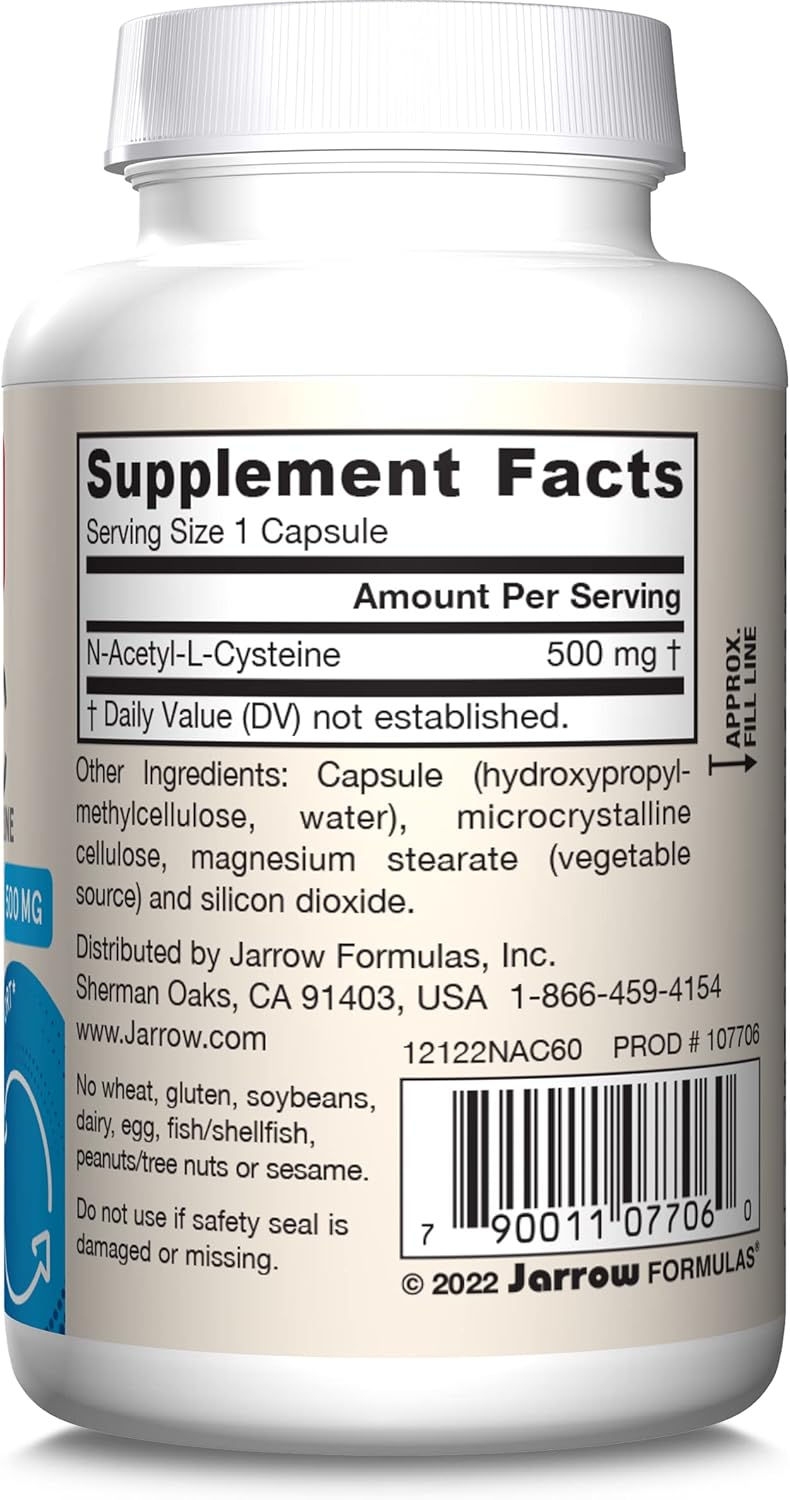 Jarrow Formulas N-A-C 500 mg, 60 Cápsulas Vegetales