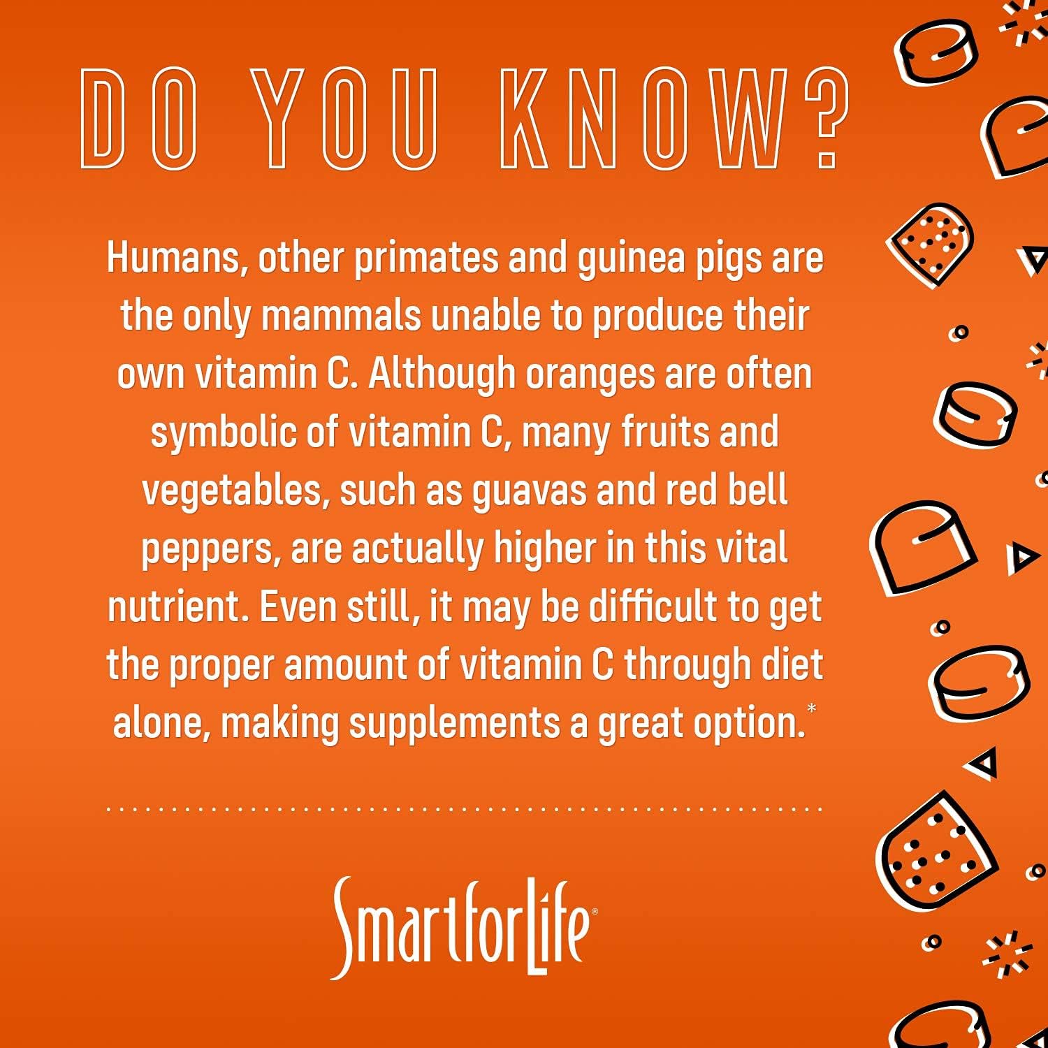 Smart for Life Gominolas de Vitamina C (250mg) - 30 uds - Veganas, Sabor Naranja Natural