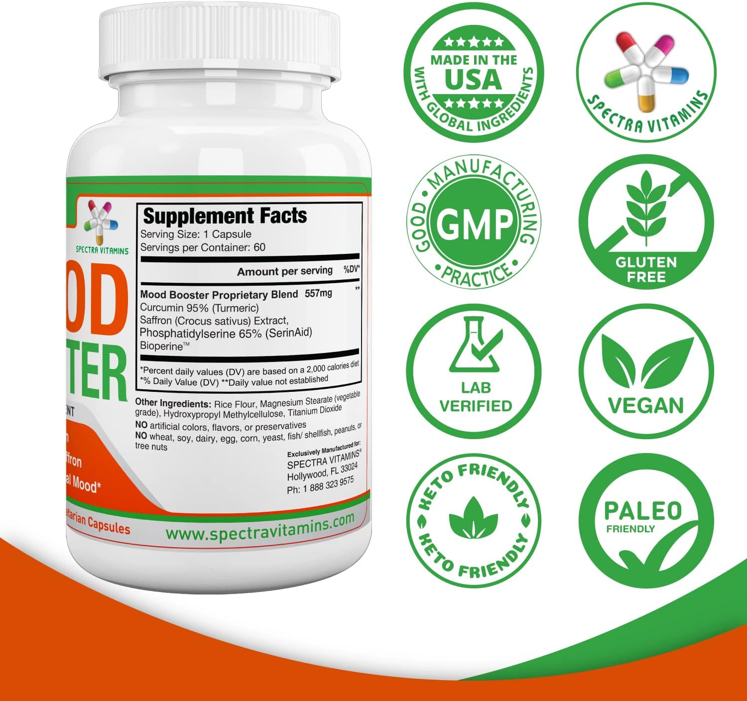 Spectra Vitamins Mood Booster 60 Cápsulas – Complemento para el Estado de Ánimo