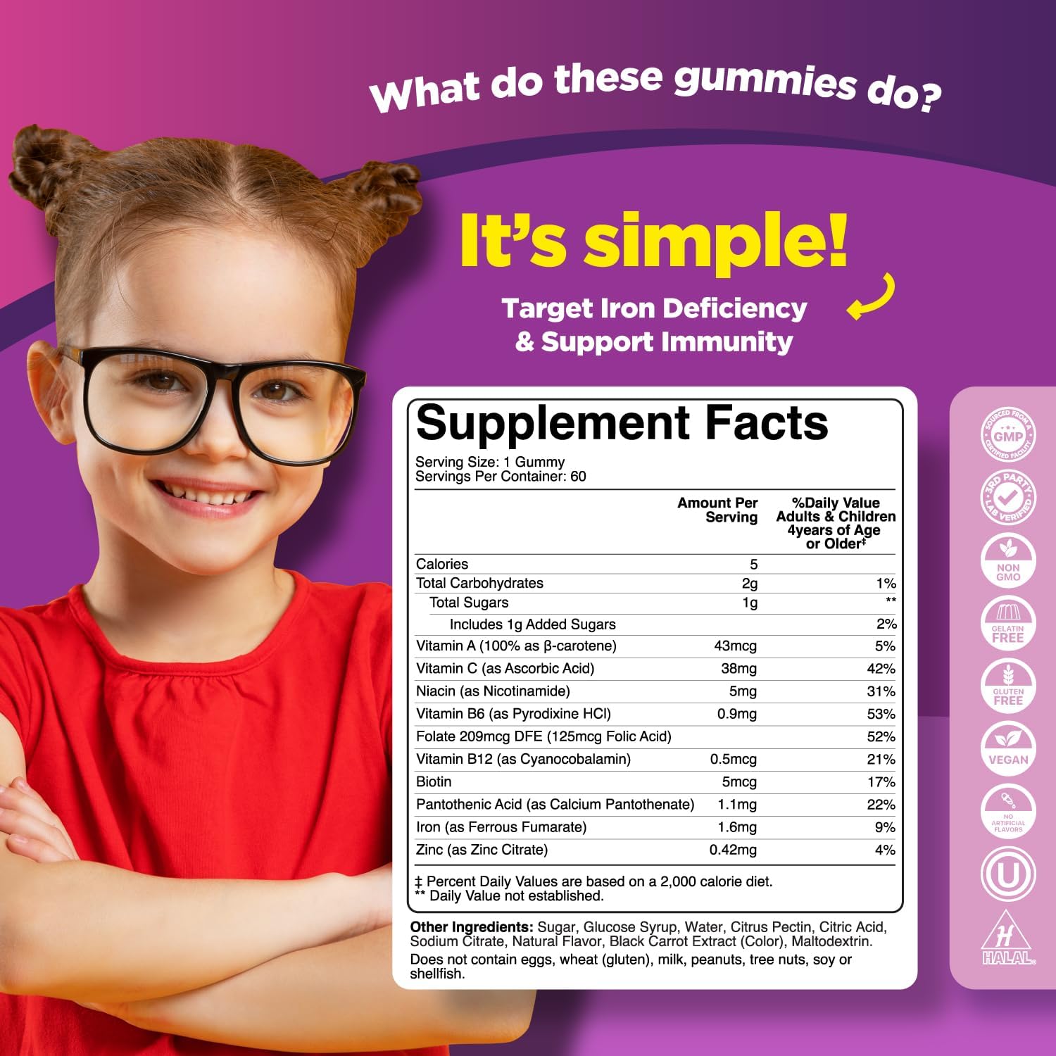 Gominolas de Hierro para Niños con Vitamina C - 60 unidades