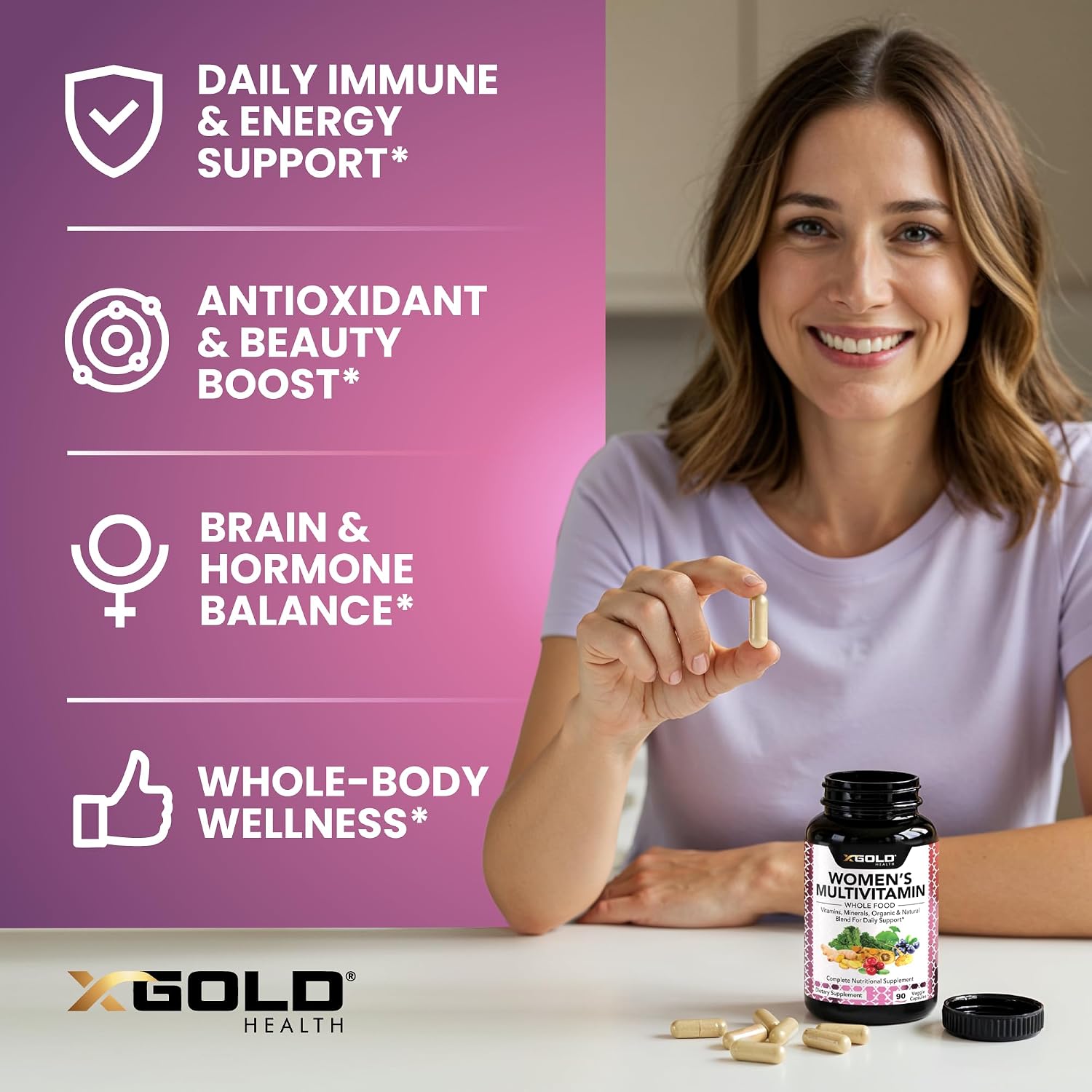 Multivitamínico Vegano para Mujeres 50+ con Superalimentos Orgánicos - 90 Cápsulas