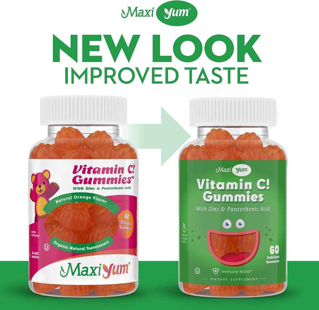 Maxi Health Gominolas de Vitamina C con Zinc - Apoyo Inmunitario - Sin Sabores Artificiales ni Conservantes - 60 Gominolas
