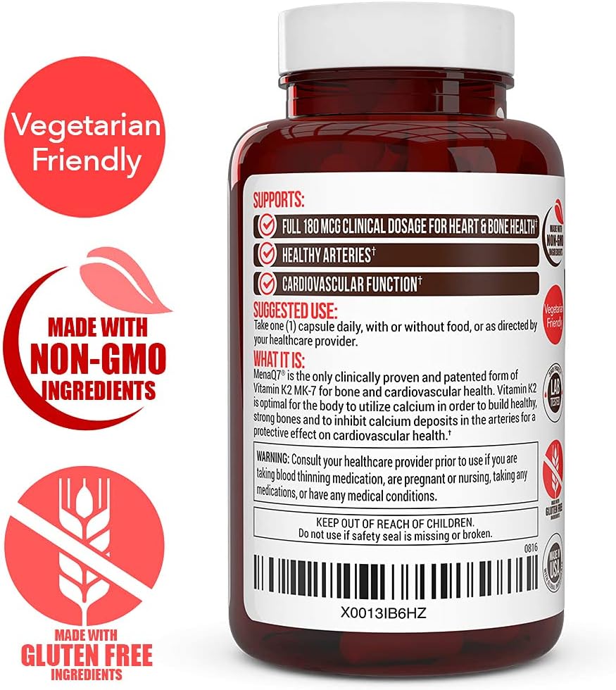 Suplemento Vitamina D3 y K2 5000 UI + 180 mcg K2 MK-7 (MenaQ7) - 60 Cápsulas Vegetales