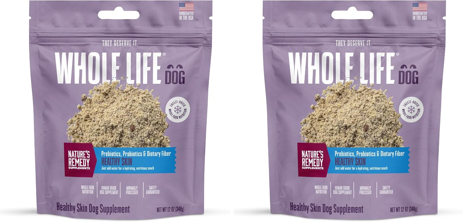 Whole Life Pet Healthy Skin Daily Supplement - Probióticos y Omega 3 para Perros, Apoyo Digestivo y Piel - 90 Dosis