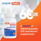 Rugby Ultra Strength Simeticona 180 mg - Alivio de Gases para Adultos - 60 Cápsulas Blandas