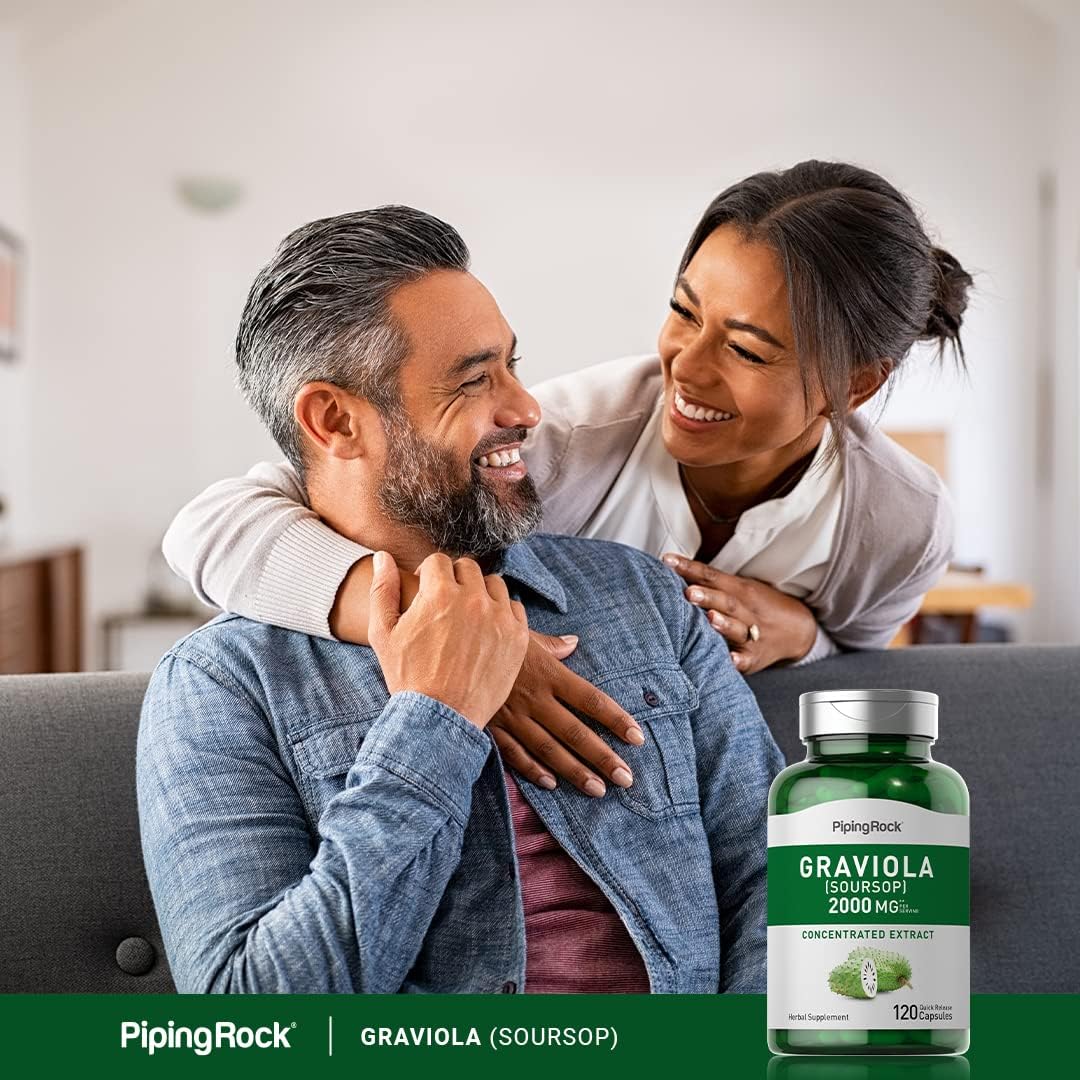 Piping Rock Graviola Soursop Cápsulas | 120 uds | Suplemento de Hojas | Extracto Concentrado | No Transgénico, Sin Gluten