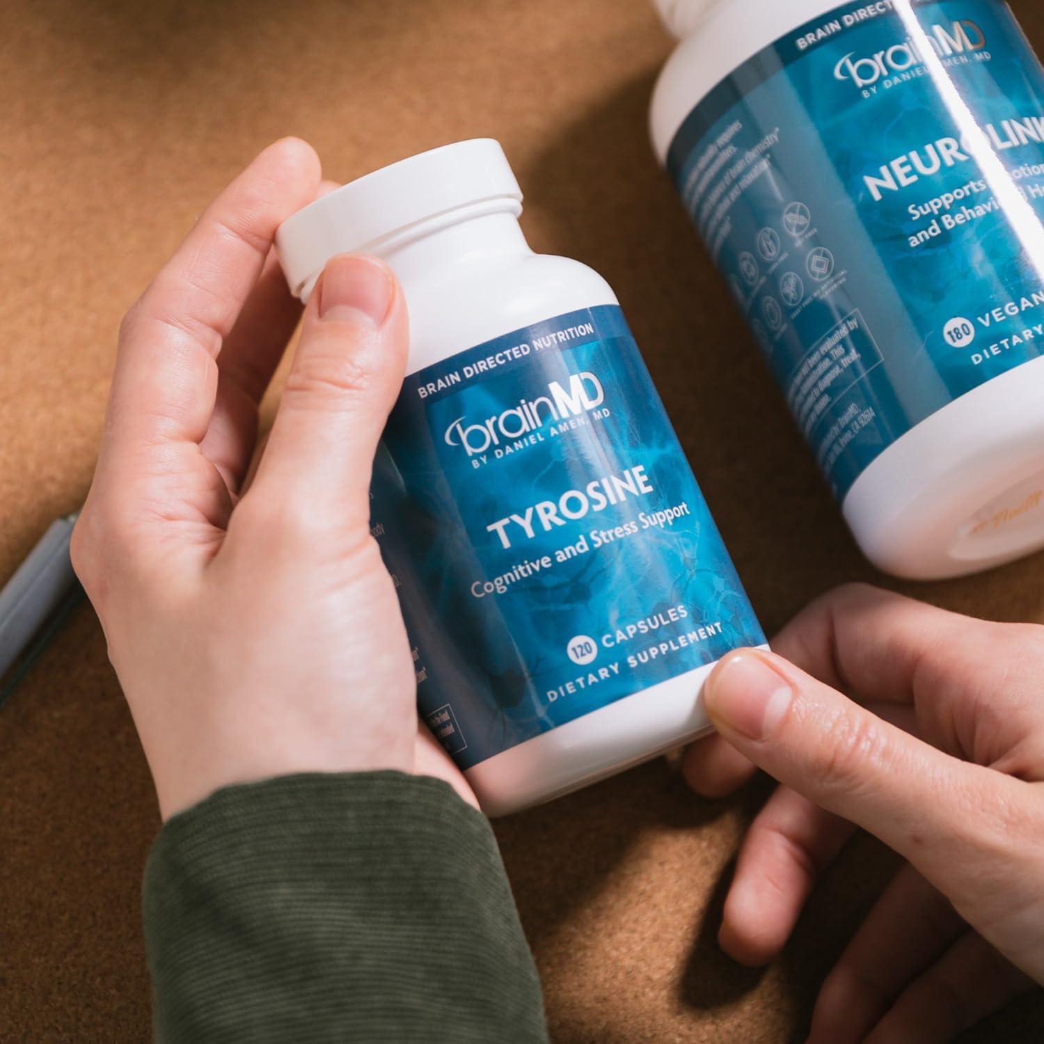 BRAINMD L-Tirosina Dr. Amen - 120 Cápsulas - Apoyo a la Concentración y Claridad Mental - Sin Gluten