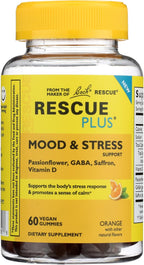 Bach Rescue Plus Gominolas para el Estado de Ánimo y el Estrés con Pasiflora, GABA, Azafrán y Vitamina D, 60 Unidades