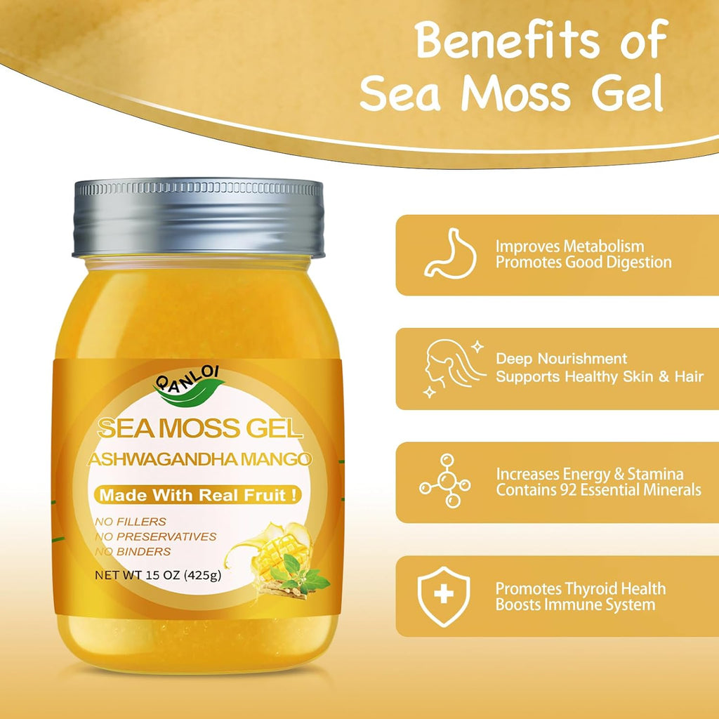 Gel de Musgo Marino con Ashwagandha y Sabor Mango - QANLOI 425g