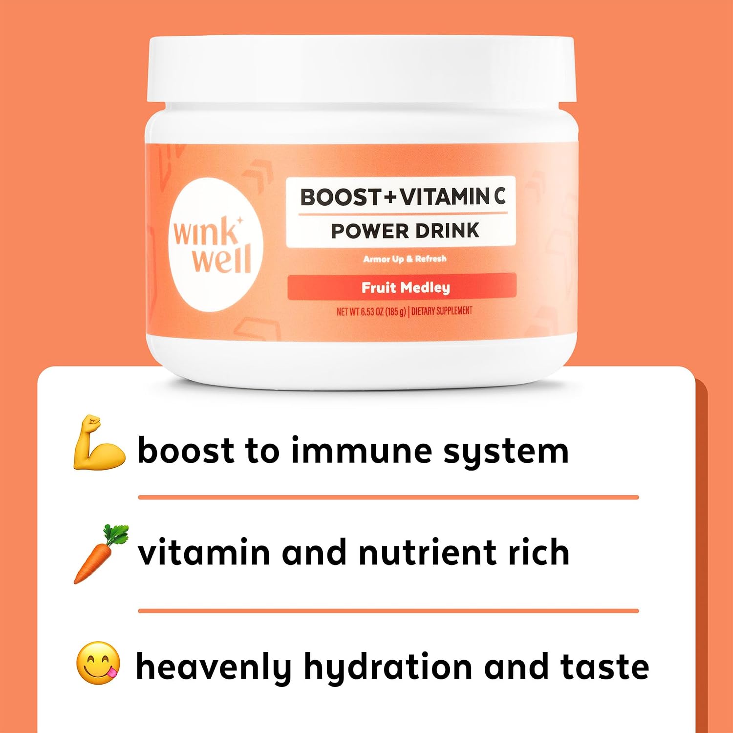 Wink Well Boost Vitamina C en Polvo con D3, Magnesio y Zinc - 30 Sobres