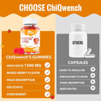ChiQwench Gominolas de Colesterol con 1500 mg de Esteroles y Estanoles Vegetales, Sabor a Frutos Rojos, 60 Unidades