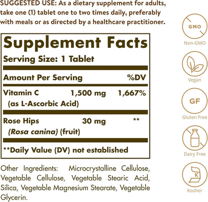Solgar Vitamina C 1500 mg con Escaramujo, 180 Comprimidos – Image 2